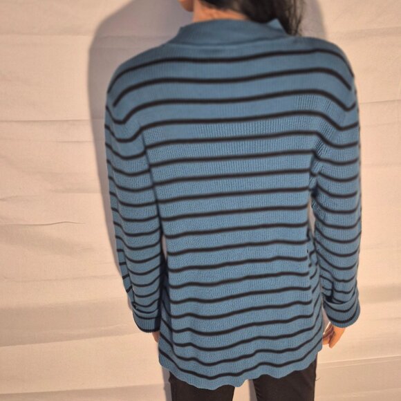 THE TOG SHOP Pretty Cotton sweater, Black and Turquoise stripes, size XL - Picture 9 of 16